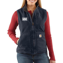 WOMEN'S RELAXED FIT WASHED DUCK SHERPA LINED MOCK NECK VEST